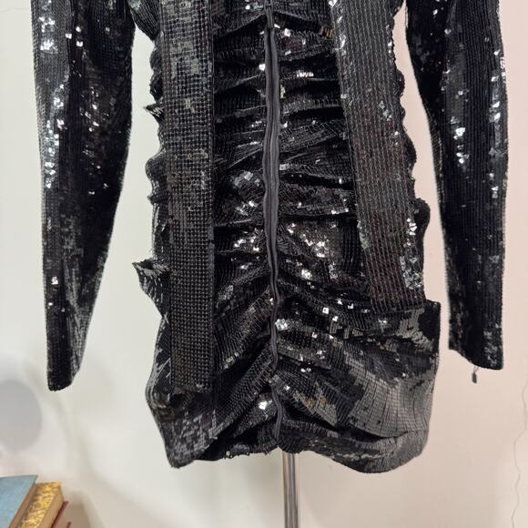 Saint Laurent Ruched Sequin Mini Dress Black Size 40F NWT $5,490 Rare Retro Glam - Picture 4 of 15